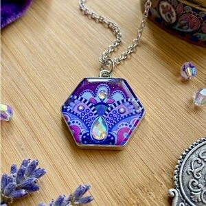 Enchanted Mandala Hexagon Resin Pendant